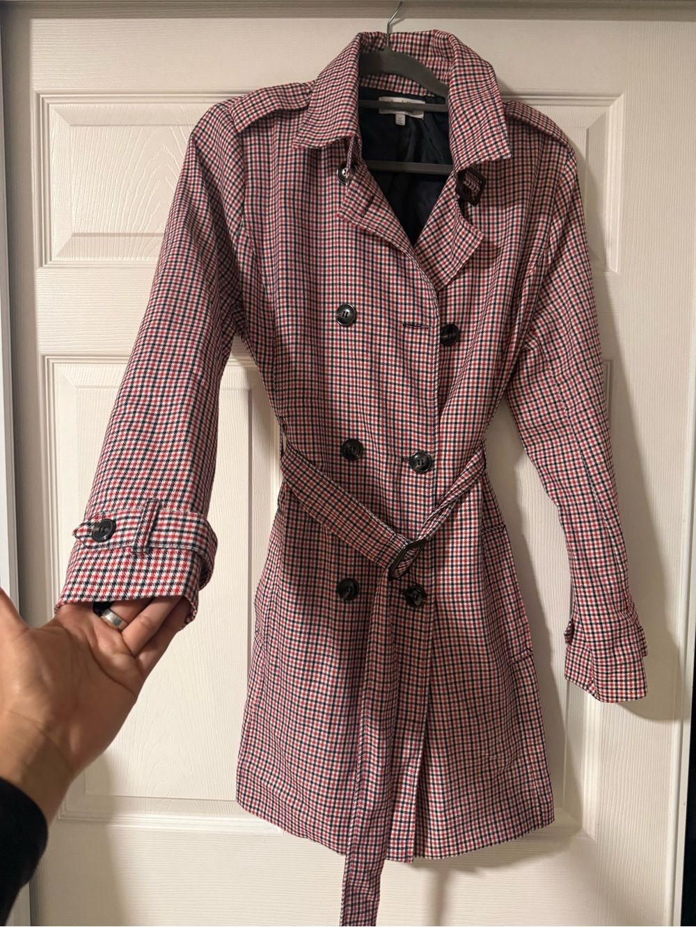 Charlotte Russe Red and Black Check Trench Coat